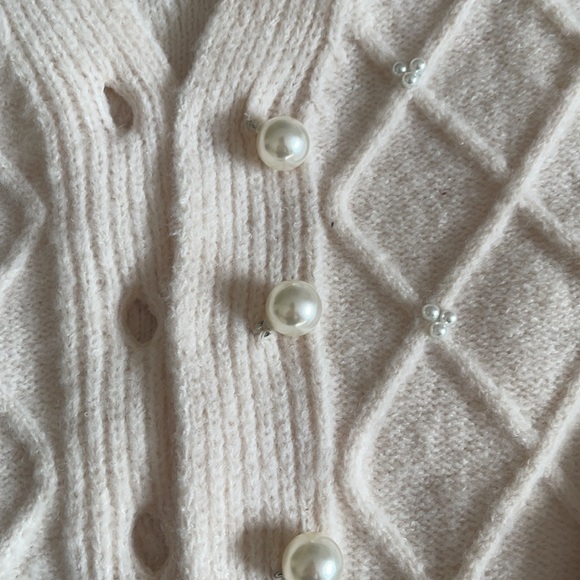 new ELOQUII pearl cableknit ivory heavyweight cardigan sweater 14 16 - Picture 5 of 11